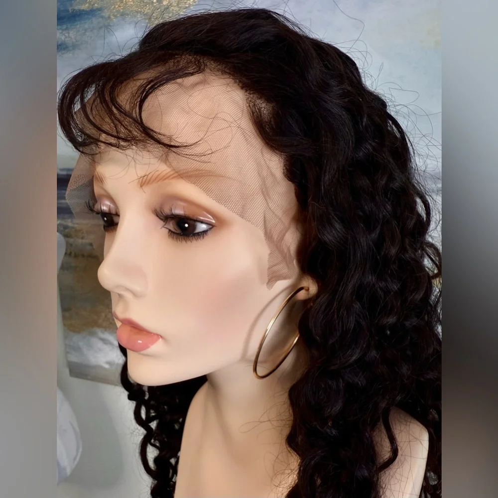 💯% 24” HUMAN Hair, Brazilian Wave, Lace Front, Fringe bangs, Black - Picture 2 of 16